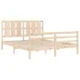 Bed frame with solid wood headboard 160x200 cm by vidaXL, Beds and slatted bases - Ref: Foro24-3194126, Price: 146,79 €, Disc...
