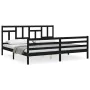 Bed frame with black solid wood headboard 200x200 cm by vidaXL, Beds and slatted bases - Ref: Foro24-3194985, Price: 168,11 €...