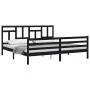 Bettgestell mit schwarzem Massivholzkopfteil 200x200 cm von vidaXL, Betten und Lattenroste - Ref: Foro24-3194985, Preis: 170,...