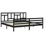 Bed frame with black solid wood headboard 200x200 cm by vidaXL, Beds and slatted bases - Ref: Foro24-3194985, Price: 168,11 €...