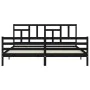 Bed frame with black solid wood headboard 200x200 cm by vidaXL, Beds and slatted bases - Ref: Foro24-3194985, Price: 168,11 €...