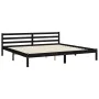 Bed frame with black solid wood headboard 200x200 cm by vidaXL, Beds and slatted bases - Ref: Foro24-3194985, Price: 168,11 €...