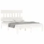 White solid wood bed frame with headboard 120x200 cm by vidaXL, Beds and slatted bases - Ref: Foro24-3193592, Price: 133,02 €...
