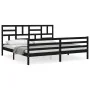 Bed frame with black solid wood headboard 200x200 cm by vidaXL, Beds and slatted bases - Ref: Foro24-3194920, Price: 168,37 €...
