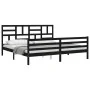 Bed frame with black solid wood headboard 200x200 cm by vidaXL, Beds and slatted bases - Ref: Foro24-3194920, Price: 168,37 €...