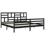 Bed frame with black solid wood headboard 200x200 cm by vidaXL, Beds and slatted bases - Ref: Foro24-3194920, Price: 168,37 €...