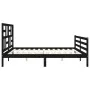 Bed frame with black solid wood headboard 200x200 cm by vidaXL, Beds and slatted bases - Ref: Foro24-3194920, Price: 168,37 €...