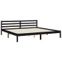 Bed frame with black solid wood headboard 200x200 cm by vidaXL, Beds and slatted bases - Ref: Foro24-3194920, Price: 168,37 €...