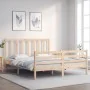 Bed frame with solid wood headboard 160x200 cm by vidaXL, Beds and slatted bases - Ref: Foro24-3193801, Price: 134,64 €, Disc...