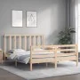 Bed frame with solid wood headboard 160x200 cm by vidaXL, Beds and slatted bases - Ref: Foro24-3193801, Price: 134,64 €, Disc...