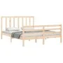 Bed frame with solid wood headboard 160x200 cm by vidaXL, Beds and slatted bases - Ref: Foro24-3193801, Price: 134,64 €, Disc...