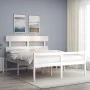 Cama personas mayores cabecero madera maciza blanco 160x200 cm de vidaXL, Camas y somieres - Ref: Foro24-3195362, Precio: 177...