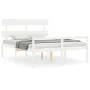 Elderly bed solid wood headboard white 160x200 cm by vidaXL, Beds and slatted bases - Ref: Foro24-3195362, Price: 177,30 €, D...