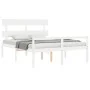Elderly bed solid wood headboard white 160x200 cm by vidaXL, Beds and slatted bases - Ref: Foro24-3195362, Price: 177,30 €, D...