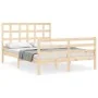 Bed frame with solid wood headboard 140x200 cm by vidaXL, Beds and slatted bases - Ref: Foro24-3193986, Price: 120,72 €, Disc...