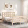 Bed frame with solid wood headboard 140x200 cm by vidaXL, Beds and slatted bases - Ref: Foro24-3193986, Price: 120,72 €, Disc...