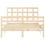 Bed frame with solid wood headboard 140x200 cm by vidaXL, Beds and slatted bases - Ref: Foro24-3193986, Price: 120,72 €, Disc...