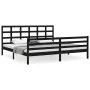 Bed frame with black solid wood headboard 200x200 cm by vidaXL, Beds and slatted bases - Ref: Foro24-3194010, Price: 169,15 €...
