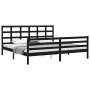 Bed frame with black solid wood headboard 200x200 cm by vidaXL, Beds and slatted bases - Ref: Foro24-3194010, Price: 169,15 €...