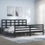 Bed frame with black solid wood headboard 200x200 cm by vidaXL, Beds and slatted bases - Ref: Foro24-3194010, Price: 169,15 €...