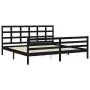 Bed frame with black solid wood headboard 200x200 cm by vidaXL, Beds and slatted bases - Ref: Foro24-3194010, Price: 169,15 €...