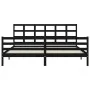 Bed frame with black solid wood headboard 200x200 cm by vidaXL, Beds and slatted bases - Ref: Foro24-3194010, Price: 169,15 €...