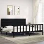 Bed frame with black solid wood headboard 200x200 cm by vidaXL, Beds and slatted bases - Ref: Foro24-3193425, Price: 217,52 €...