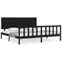 Estructura de cama con cabecero madera maciza negro 200x200 cm de vidaXL, Camas y somieres - Ref: Foro24-3193425, Precio: 217...