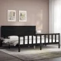 Bed frame with black solid wood headboard 200x200 cm by vidaXL, Beds and slatted bases - Ref: Foro24-3193425, Price: 217,52 €...