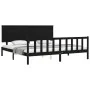 Bed frame with black solid wood headboard 200x200 cm by vidaXL, Beds and slatted bases - Ref: Foro24-3193425, Price: 217,52 €...