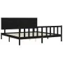 Bed frame with black solid wood headboard 200x200 cm by vidaXL, Beds and slatted bases - Ref: Foro24-3193425, Price: 217,52 €...