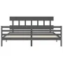 Gray solid wood bed frame with headboard 200x200 cm by vidaXL, Beds and slatted bases - Ref: Foro24-3195178, Price: 169,46 €,...