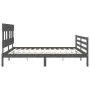 Gray solid wood bed frame with headboard 200x200 cm by vidaXL, Beds and slatted bases - Ref: Foro24-3195178, Price: 169,46 €,...