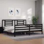 Estructura de cama con cabecero madera maciza negro 200x200 cm de vidaXL, Camas y somieres - Ref: Foro24-3194725, Precio: 170...