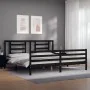 Estructura de cama con cabecero madera maciza negro 200x200 cm de vidaXL, Camas y somieres - Ref: Foro24-3194725, Precio: 170...