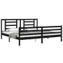 Estructura de cama con cabecero madera maciza negro 200x200 cm de vidaXL, Camas y somieres - Ref: Foro24-3194725, Precio: 170...