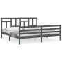 Grauer Massivholzbettrahmen mit Kopfteil 200x200 cm von vidaXL, Betten und Lattenroste - Ref: Foro24-3194983, Preis: 168,09 €...