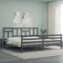 Grauer Massivholzbettrahmen mit Kopfteil 200x200 cm von vidaXL, Betten und Lattenroste - Ref: Foro24-3194983, Preis: 168,09 €...