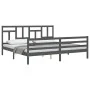 Grauer Massivholzbettrahmen mit Kopfteil 200x200 cm von vidaXL, Betten und Lattenroste - Ref: Foro24-3194983, Preis: 168,09 €...