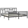 Grauer Massivholzbettrahmen mit Kopfteil 200x200 cm von vidaXL, Betten und Lattenroste - Ref: Foro24-3194983, Preis: 168,09 €...