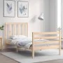 Bed frame with solid wood headboard 100x200 cm by vidaXL, Beds and slatted bases - Ref: Foro24-3193781, Price: 104,16 €, Disc...