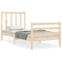 Bed frame with solid wood headboard 100x200 cm by vidaXL, Beds and slatted bases - Ref: Foro24-3193781, Price: 104,16 €, Disc...
