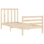 Bed frame with solid wood headboard 100x200 cm by vidaXL, Beds and slatted bases - Ref: Foro24-3193781, Price: 104,16 €, Disc...