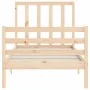 Bed frame with solid wood headboard 100x200 cm by vidaXL, Beds and slatted bases - Ref: Foro24-3193781, Price: 104,16 €, Disc...