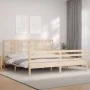 Bed frame with solid wood headboard 200x200 cm by vidaXL, Beds and slatted bases - Ref: Foro24-3193941, Price: 142,33 €, Disc...