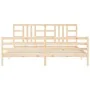Bed frame with solid wood headboard 200x200 cm by vidaXL, Beds and slatted bases - Ref: Foro24-3193941, Price: 142,33 €, Disc...