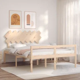 Bed for seniors with solid wood headboard 140x190cm by vidaXL, Beds and slatted bases - Ref: Foro24-3195526, Price: 154,95 €,...