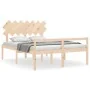 Bed for seniors with solid wood headboard 140x190cm by vidaXL, Beds and slatted bases - Ref: Foro24-3195526, Price: 154,95 €,...