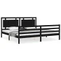 Bed frame with black solid wood headboard 200x200 cm by vidaXL, Beds and slatted bases - Ref: Foro24-3194075, Price: 183,96 €...
