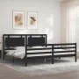 Bed frame with black solid wood headboard 200x200 cm by vidaXL, Beds and slatted bases - Ref: Foro24-3194075, Price: 183,96 €...